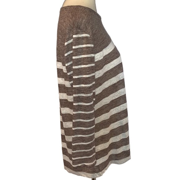 Madewell Linen Blend Striped 3/4 Sleeve Tee - Picture 6 of 8